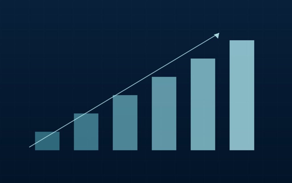 Gráfico ascendente representando evolução e direção estratégica em governança de TI